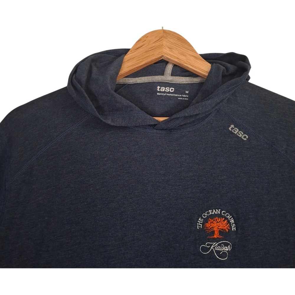 Tasc Performance The Ocean Course Kiawah Island Hoodie Blue Mens M Bamboo Cotton